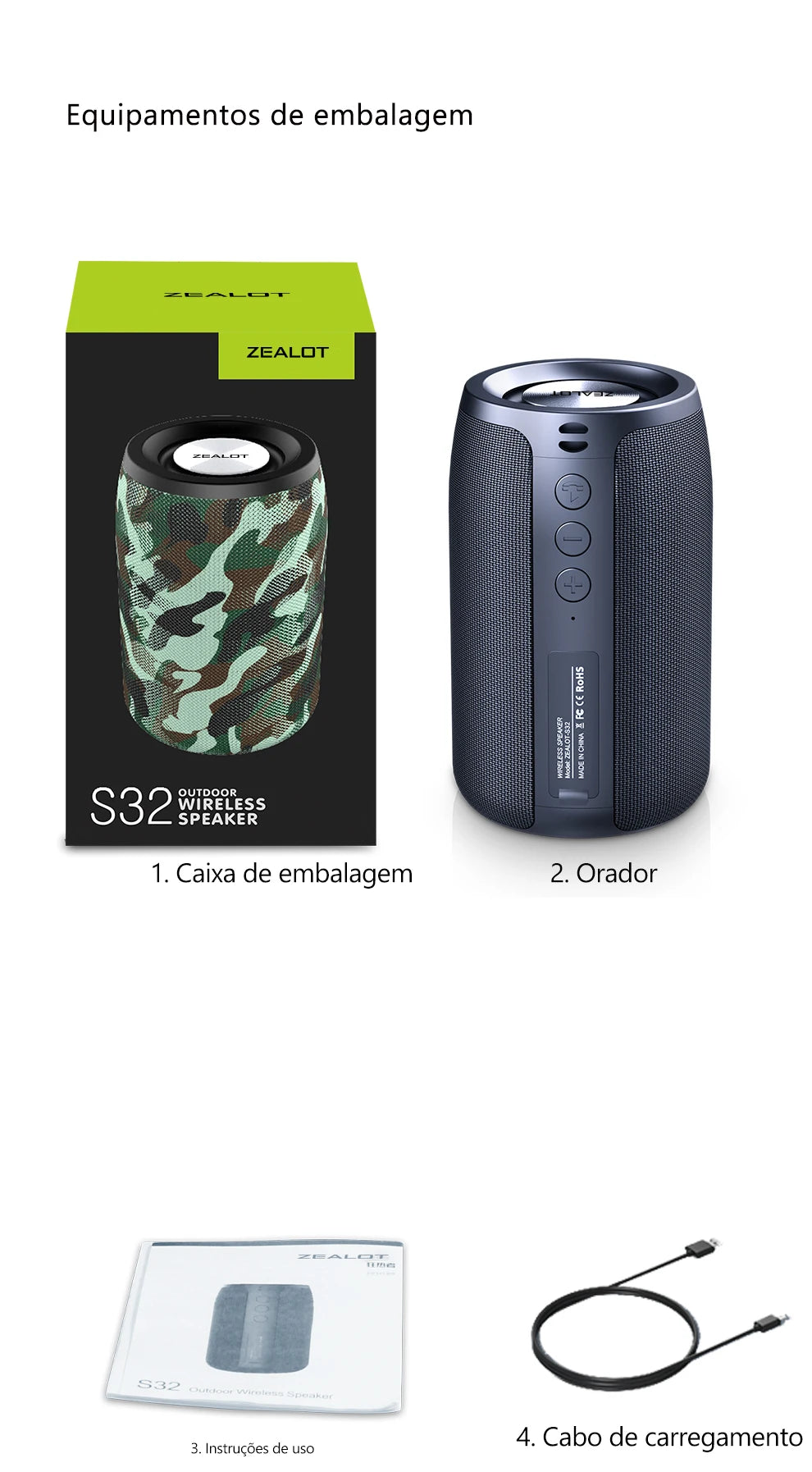 ZEALOT S32 10W Bluetooth Sound Box, 1800mAh