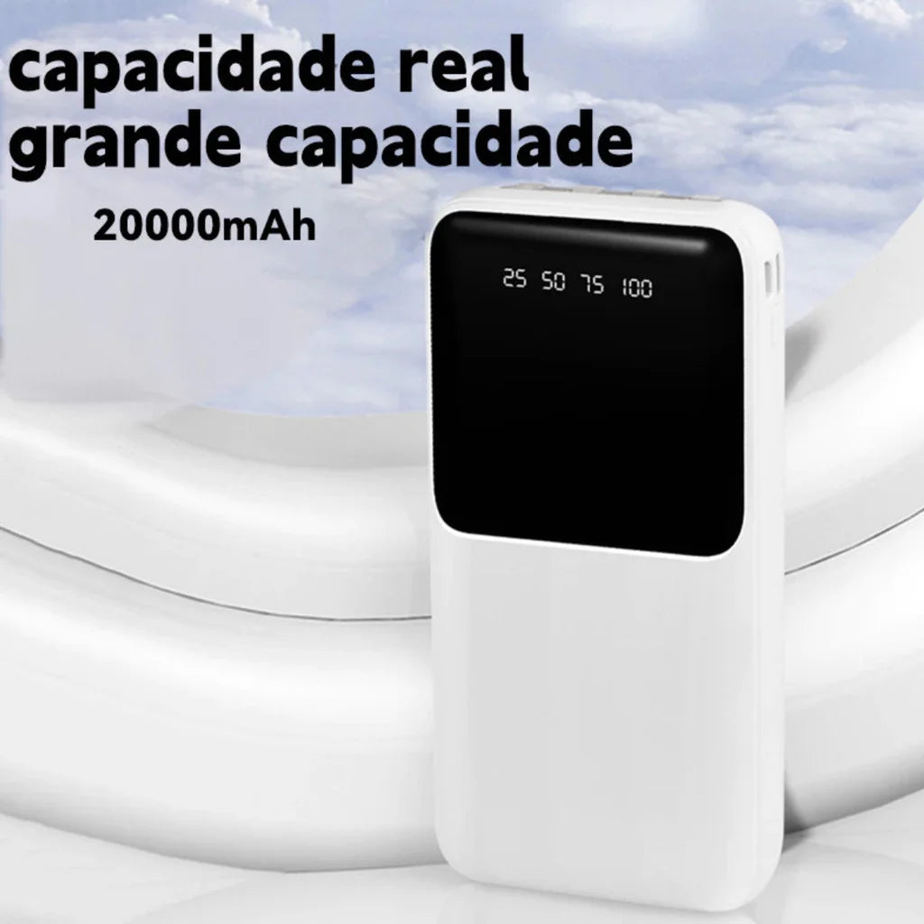Power Bank 20000mAh Carregamento Super Rápido 4 Portas USB com Visor Digital e Alta Capacidade Portátil