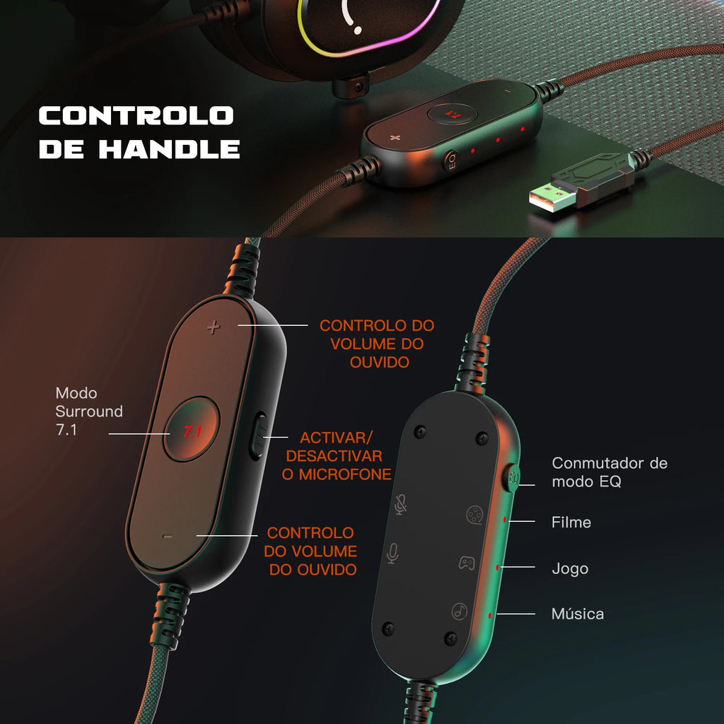 Fifine Dynamic RGB Gaming Headset 7.1 Surround