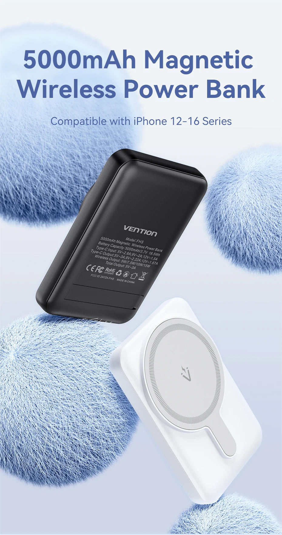 Vention BR 5000mAh Power Bank 15w Magnetic