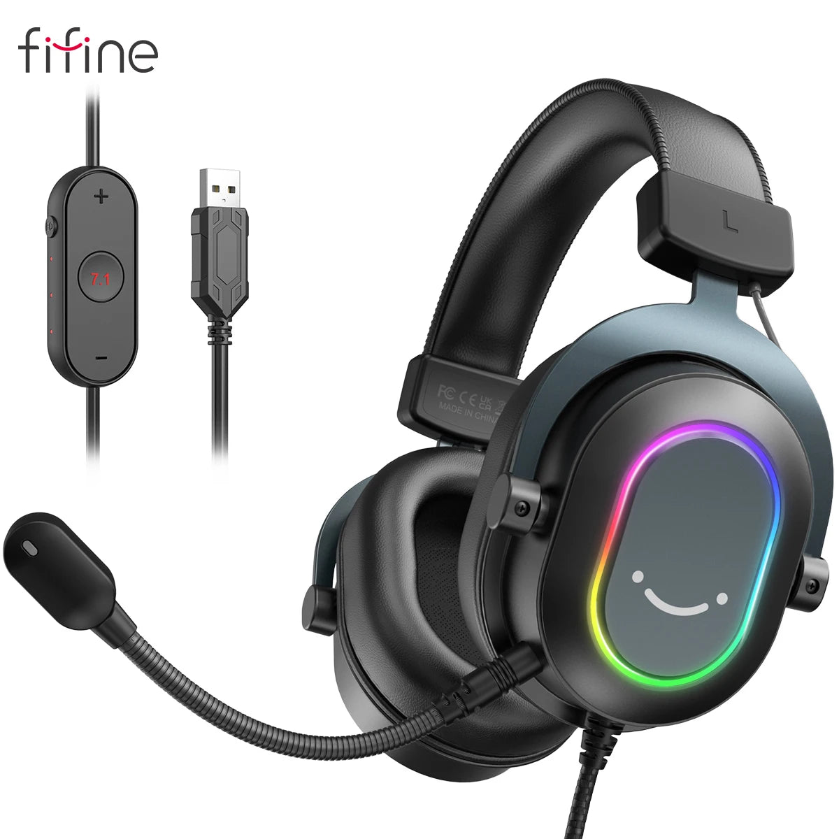 Fifine Dynamic RGB Gaming Headset 7.1 Surround