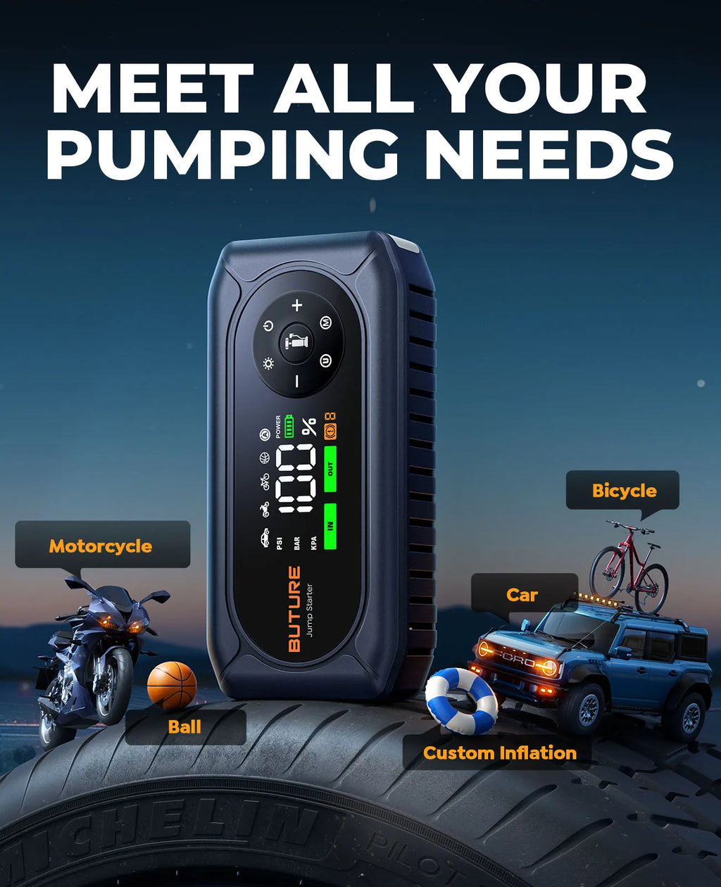 BUTURE 5500A Car Jump Starter Power Bank 18W