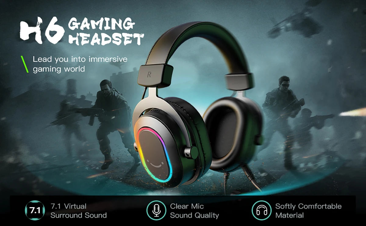 Fifine Dynamic RGB Gaming Headset 7.1 Surround